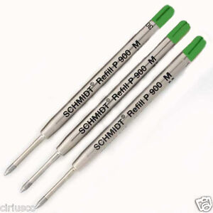 3 Pack Tactical Ballpoint Pen GREEN Ink Medium Point Hauser Refills by Schmidt