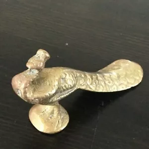 Vintage BRASS PEACOCK Ornament. Tail Down. Retro. Approx 9.5cm from Beak To Tail - Picture 1 of 5