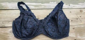 40DDD Vintage Olga Shimmerlace Full Figure U/W 35017 Blcak Bra VGUC - Picture 1 of 2