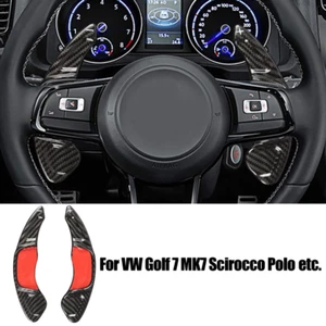 Black Carbon Fiber Car Steering Wheel Paddles Shifter For VW Golf MK7 GTI R Polo - Picture 1 of 7