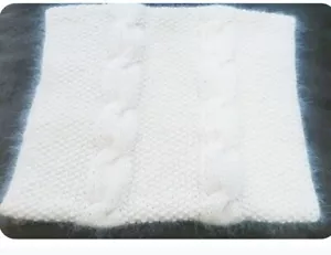 hand-knitted Angora Goats cashmere simple infinity scarf ( white) - Picture 1 of 2