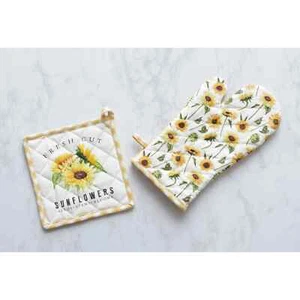 New Yellow Sunflower FRESH CUT SUNFLOWERS POT HOLDER OVEN MITT Set - Picture 1 of 1