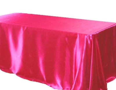 6 pack 90x132" Rectangular Satin Tablecloth Wedding Party Catering - Image 1 of 4