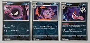 Pokemon TCG Paldean Fates Gastly Haunter Gengar Reverse Foil Evo Set NM ENGLISH - Picture 1 of 5