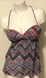 NWT JUNIOR'S SELF ESTEEM CHEVRON PRINT PADDED TWIST TANK/CAMI TOP SMALL $26.00 - Picture 1 of 4