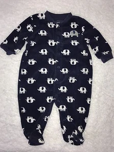 Ropa de dormir de una pieza Carter's talla 3 meses mangas largas azul blanco elefante - Imagen 1 de 6