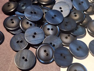 12 Navy Blue 2mm rim domed center 2-hole sew-through buttons 3/4" 20mm  - Image 1 of 4