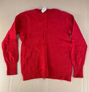 Vtg 60s 50s Knit Fishing Surf Boat Sweater Snow Shirt Red Christmas Virgin Wool - Picture 1 of 7