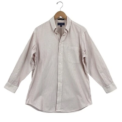 Paul Fredrick Dress Shirt Mens 15.5 White Red Striped Two Ply Cotton Button Down - Image 1 of 4
