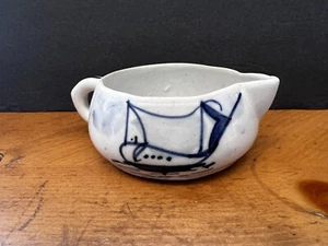 Vintage Antique German Germany Blue + White Creamer Pitcher porcelain - Picture 1 of 12