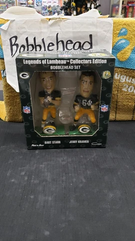 NIB BART STARR JERRY KRAMER GREEN BAY PACKERS BOBBLEHEAD 50TH ANNIVERSARY 2 PACK Cover