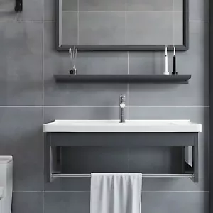 24" Floating Bathroom Vanity w/ Ceramic Sink Combo Set Floating Bathroom Cabinet - Picture 1 of 9