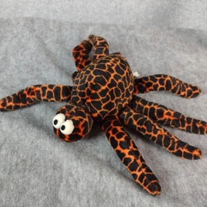 Vintage STUFFINS Black Orange Spider Plush 1997 5" Long 10" Wide - Picture 1 of 9