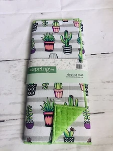 Kitchen Dish Drying Mat ~ Cactus ~ 15" x 20" Green Backing Nwt - Picture 1 of 4