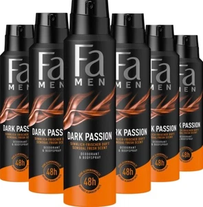 26,44€/L- 6x Fa Men Deospray-Dark Passion - ohne Aluminiumsalze/48h Schutz-150ml - Bild 1 von 1