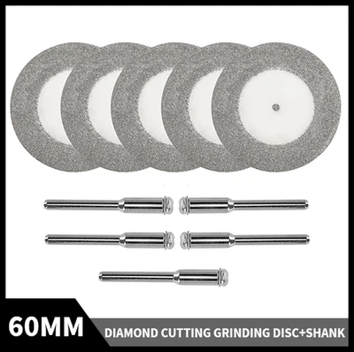 5Pcs 60mm Diamond Blade Cut Off Disc Wheel With Shank F Stone Dremel Rotary Tool - Image 1 of 4