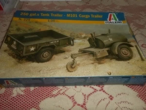 ITALERI 229, 1/35 250 GAL. TANK TRAILER - M101 CARGO TRAILER PLASTIC MODEL KIT - Picture 1 of 6