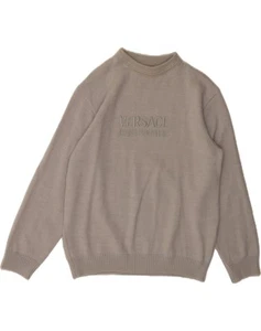 VERSACE Womens Graphic Turtle Neck Jumper Sweater UK 18 XL Grey CY58 - Picture 1 of 3