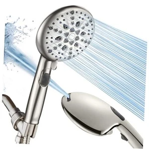 High Pressure 9 Functions Shower Head with Standard model 3. Brushed Nickel - Picture 1 of 8