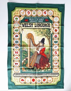 Vintage Geschirrtuch Welsh Language Wales - Bild 1 von 5