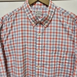 J.Crew Hemd Herren XL rot Gingham Langarm Button Down leichte Baumwolle - Bild 1 von 14