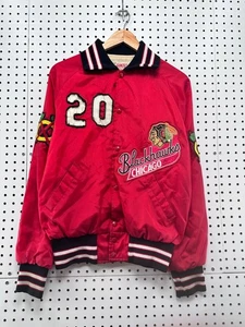 VTG 50s Chicago Blackhawks GUNZO’s Satin Jacket Mens Fits Medium #20 USA 21x25 - Picture 1 of 16