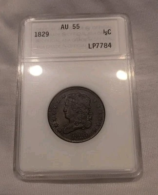 1829 1/2C Classic Head Half Cent AU-55 Old ANA Holder Insane Quality - Image 1 of 4