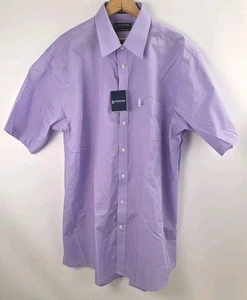 Stafford Essentials, Camicia Manica Corta, Blu/Lavanda, Uomo Taglia 17 Nuova con etichette - Foto 1 di 8