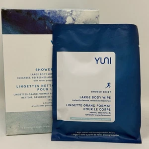 YUNI Beauty Shower Sheets Wipes Neem Peppermint Citrus 12 Count Cleans Refreshes - Picture 1 of 7