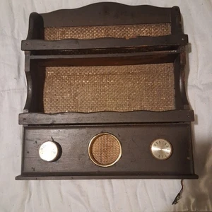 VTG 1960's/70's Four Star Japan Wooden Wall Shelf with Built-In Radio for Repair - Picture 1 of 9