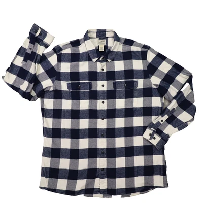 L.L. Bean Buffalo Check Organic Cotton Katahdni Flannel Slightly Fitted Mens XLT - Image 1 of 4