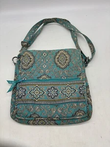 Vera Bradley Totally Turk Crossbody Flap Handbag Purse 12”x11.5” Turquoise Hip - Picture 1 of 9