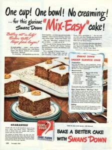 Vintage advertising print FOOD Swans Down Cake Flour Indian Summer Cake Recipe - Picture 1 of 1