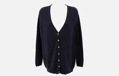 Suéter INHABIT Azul Marino 100% Cachemira Botón Sólido Frontal Talla S #K255 Foto 1 de 4