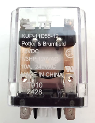 Potter Brumfield KUP-11D55-12 Ice Cube Relay 12 VDC 10 Amp DPDT Mounting Bracket - Image 1 of 4