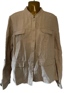 Charter Club Luxury 100% Linen Jacket Women Safari Military Lightweight Size L - Picture 1 of 10