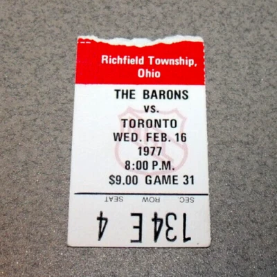 Cleveland Barons 2/16/1977 NHL Ticket Stub vs Toronto Valiquette Only Hat Trick - Image 1 of 3