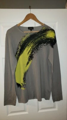 EMPORIO ARMANI men's pure wool round neck print fashion casual sweater SIZE 44 - Image 1 of 4