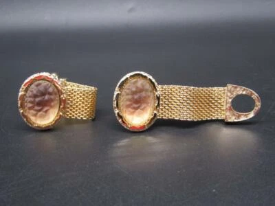 复古一对袖扣网眼包裹带石头 — 第 1/4 张图片