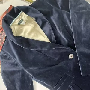 J Crew Navy Blue Velvet 2 Button Classic Blazer Jacket size 0 - Picture 1 of 7