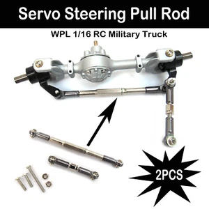 2* Upgrade Metal Servo Steering Pull Rod Assembly for WPL 1/16 RC Military Truck - Picture 1 of 5