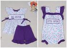 NEW Boutique Big Little Sister Girls Tunic & Ruffle Shorts Outfit Sibling Sets