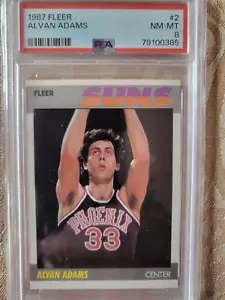 1987 FLEER #2 ALVAN ADAMS SUNS PSA 8 - Picture 1 of 2