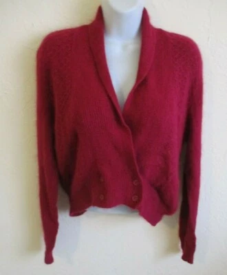 Cárdigan Suéter De Colección Años 80 JA Higgins Talla Grande Mezcla Seda Angora Mantón Cuello Foto 1 de 4