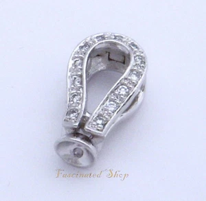925 Sterling Silver /CZ 17.5x9.5x7mm Fold-Over Clasp (adjustable) Findings New - Picture 1 of 8