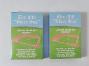 Paquete de 2 ~ 1919 JUEGO DE EQUIPO ÚNICO DE LOS SOX NEGROS REIMPRESIÓN 25+1 tarjetas sin zapatos Joe Jackson LN - Imagen 1 de 3