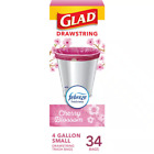 Glad OdorShield Small Drawstring Trash Bags, 4 Gallon Trash Bag 34 Count