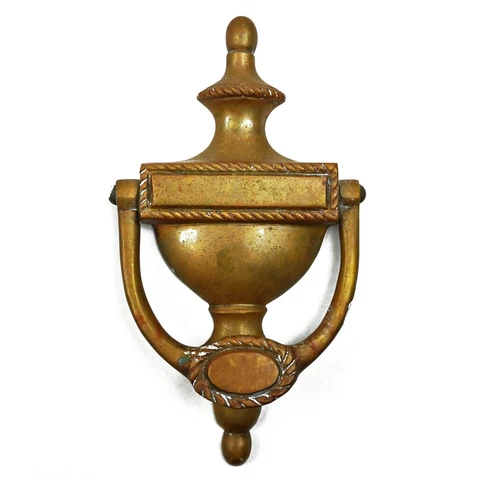 Antique Cast Brass Fancy Urn Motif Door Knocker Cover
