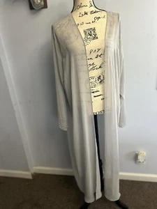 Silk Gray Kimono Women's Beaded On Hand Cuffs Vintage Special Ocasión Party XL - Picture 1 of 11