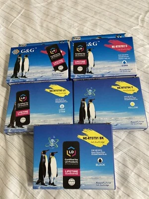 Lote de 5 Cartuchos de Tinta G&G (Caja Abierta) Cian, Lt Cian, Magenta, Negro, Amarillo Foto 1 de 4